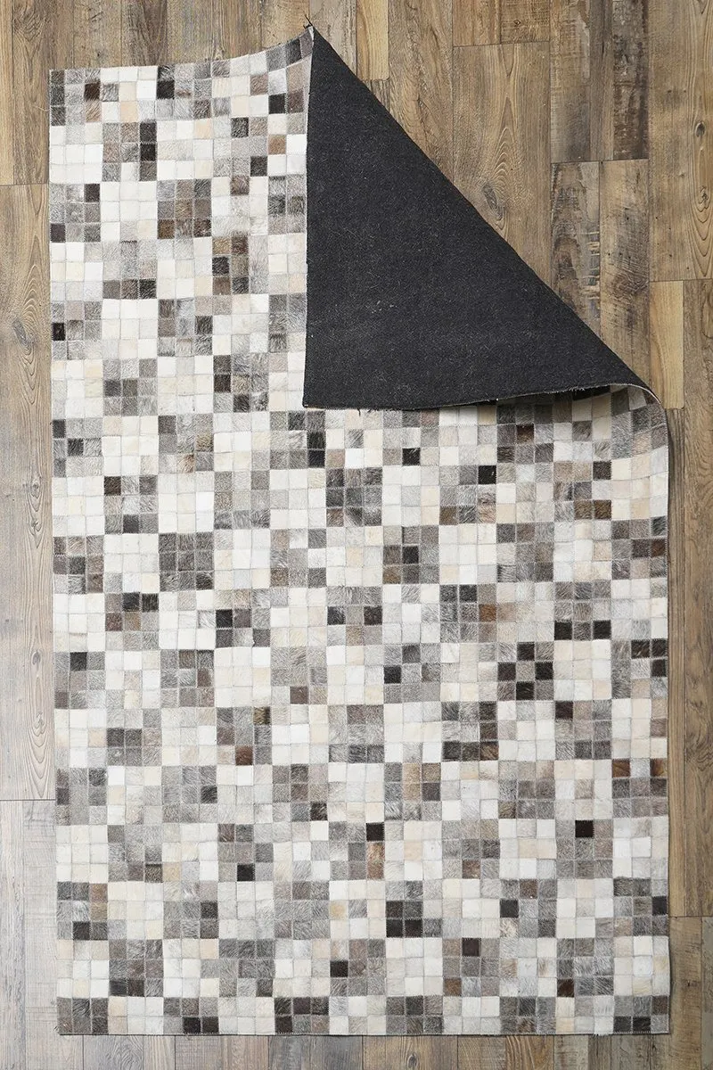 Lugana Grey.Charcoal Leather Hairon Carpet