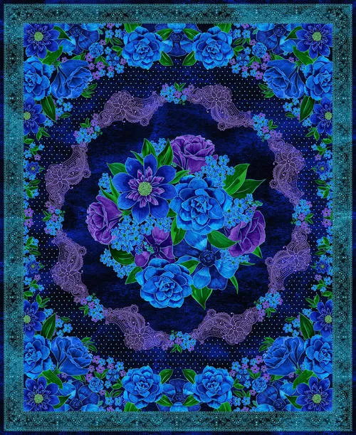 Luna Garden Navy Floral Panel - Blank Quilting