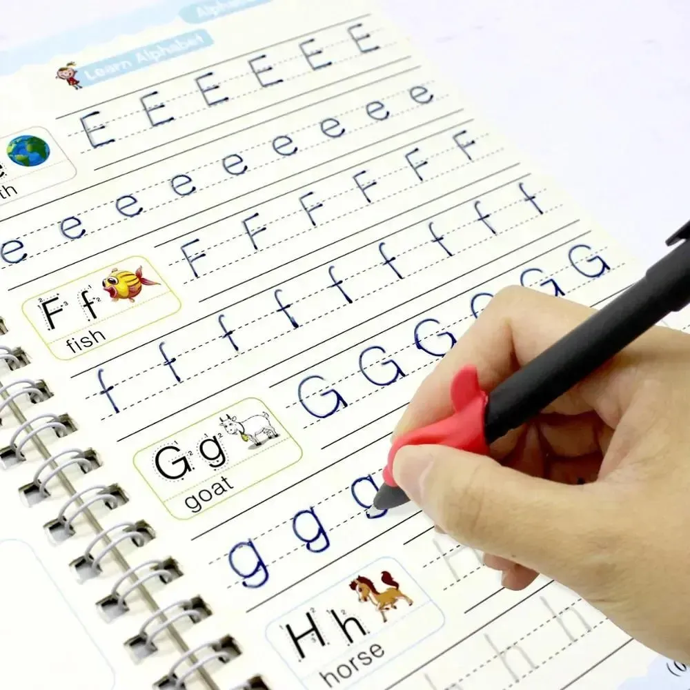 Magic Practice Copybook Set 4 Books, Magic Pen & 10 Ink Refills