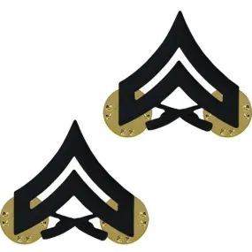 Marine Corps Chevron: Corporal - black metal, solid brass