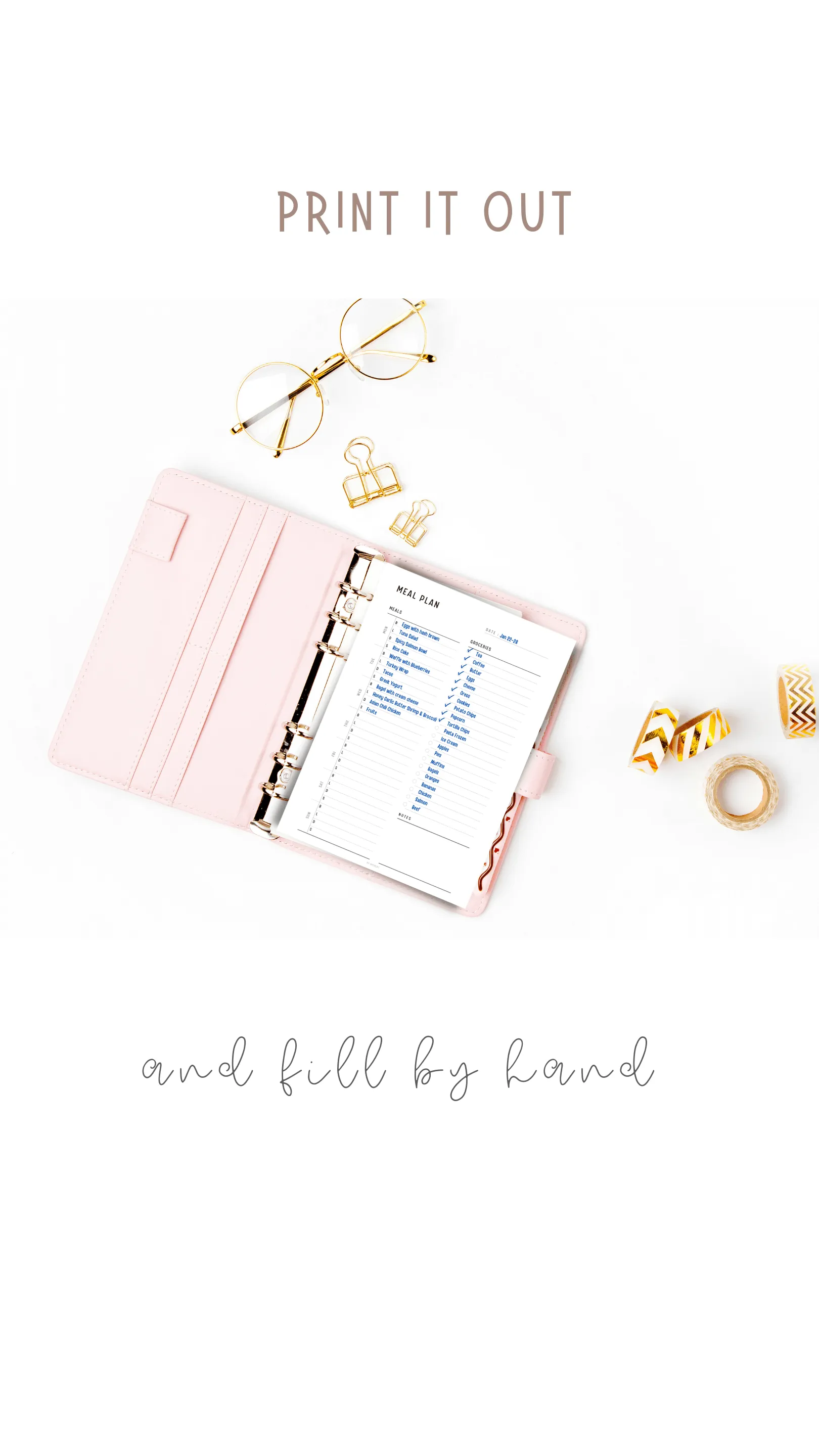 Meal Planner and Grocery List Template - M182