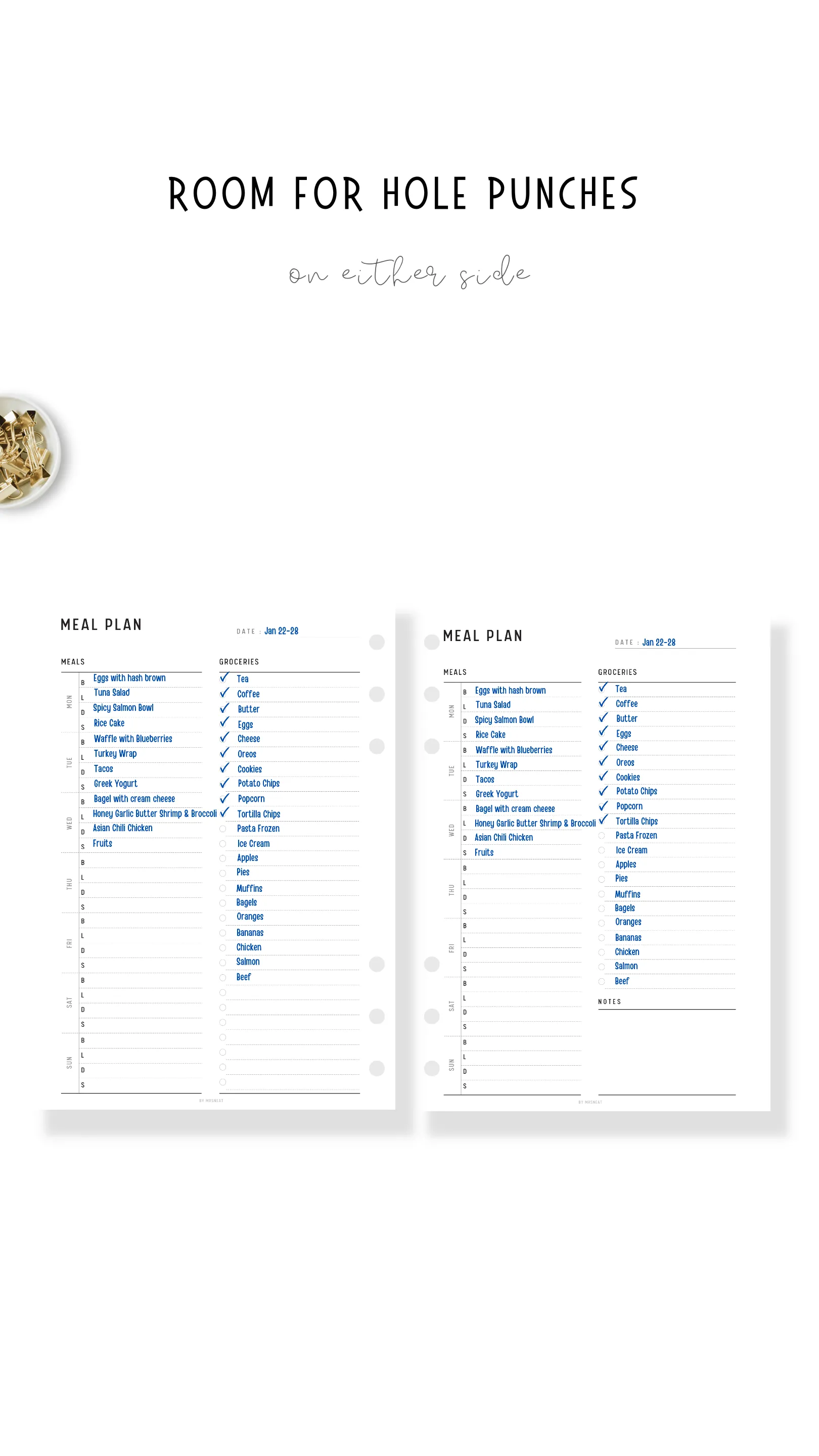 Meal Planner and Grocery List Template - M182