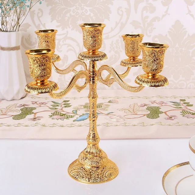 Metal Candle Holders With Hollow Design For Tabletop At Wedding Or Home Decor