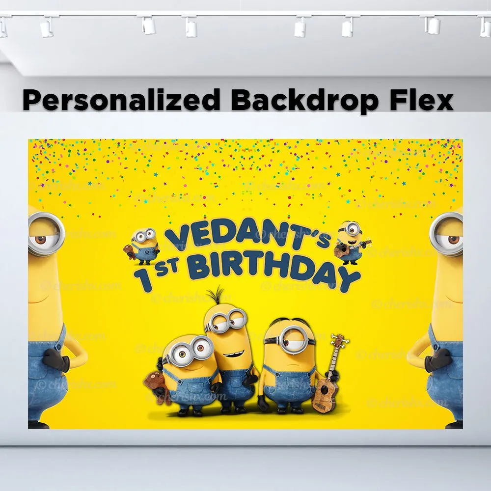 Minion Personalized Backdrop for Kids Birthday - Flex banner