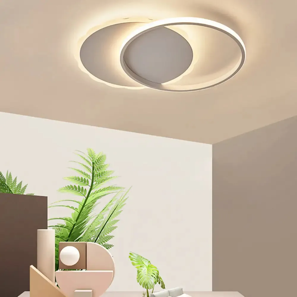 Modern LED Flush Mount Ceiling Light with Overlapping Acrylic Panels in White Bronze