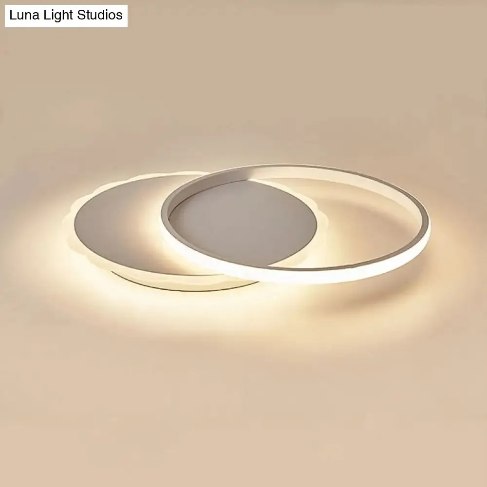 Modern LED Flush Mount Ceiling Light with Overlapping Acrylic Panels in White Bronze
