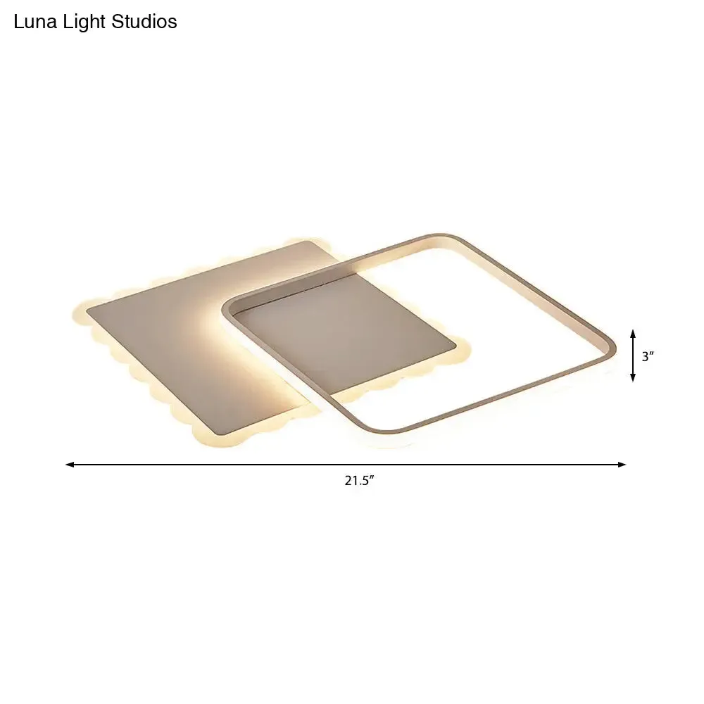Modern LED Flush Mount Ceiling Light with Overlapping Acrylic Panels in White Bronze