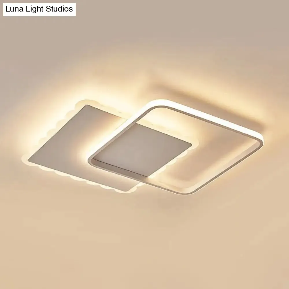 Modern LED Flush Mount Ceiling Light with Overlapping Acrylic Panels in White Bronze