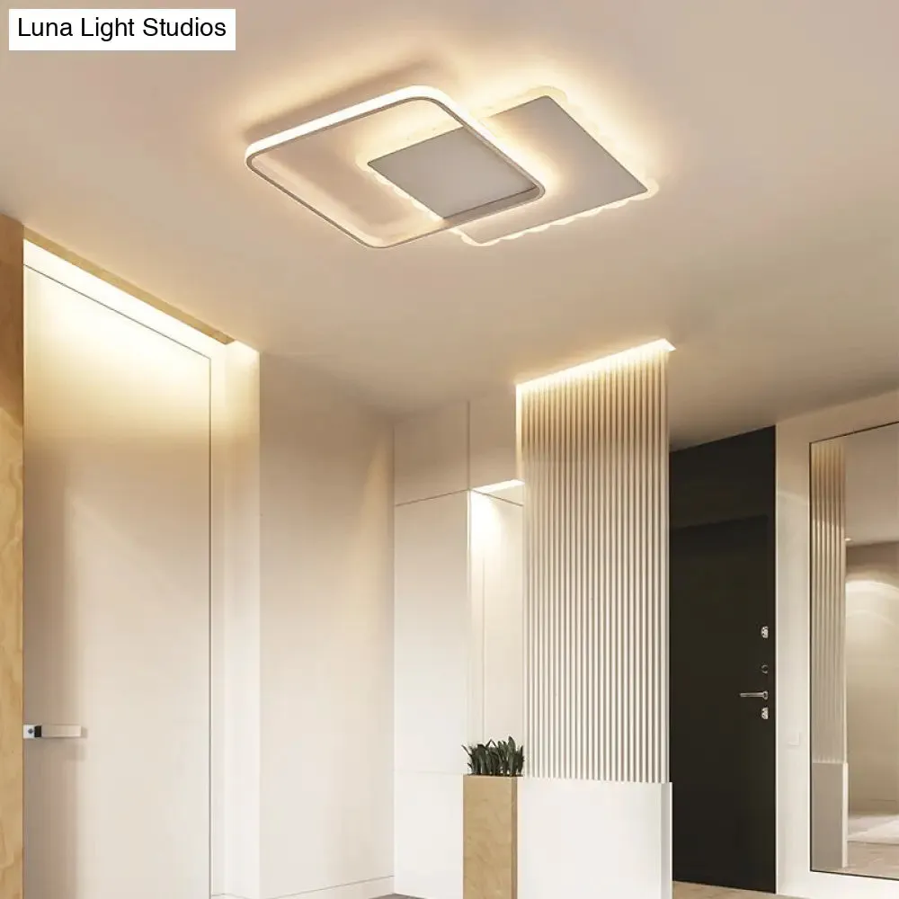 Modern LED Flush Mount Ceiling Light with Overlapping Acrylic Panels in White Bronze