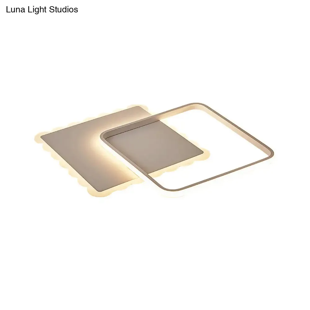 Modern LED Flush Mount Ceiling Light with Overlapping Acrylic Panels in White Bronze