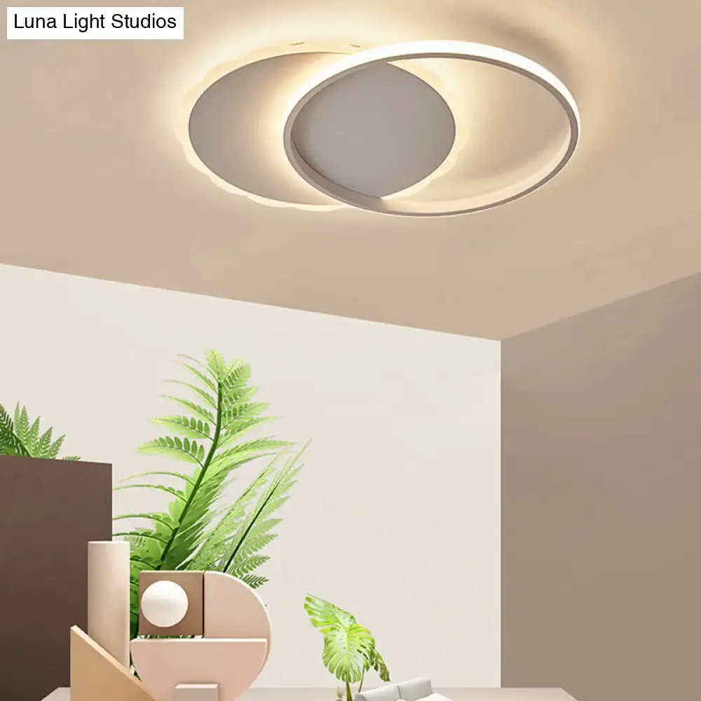 Modern LED Flush Mount Ceiling Light with Overlapping Acrylic Panels in White Bronze