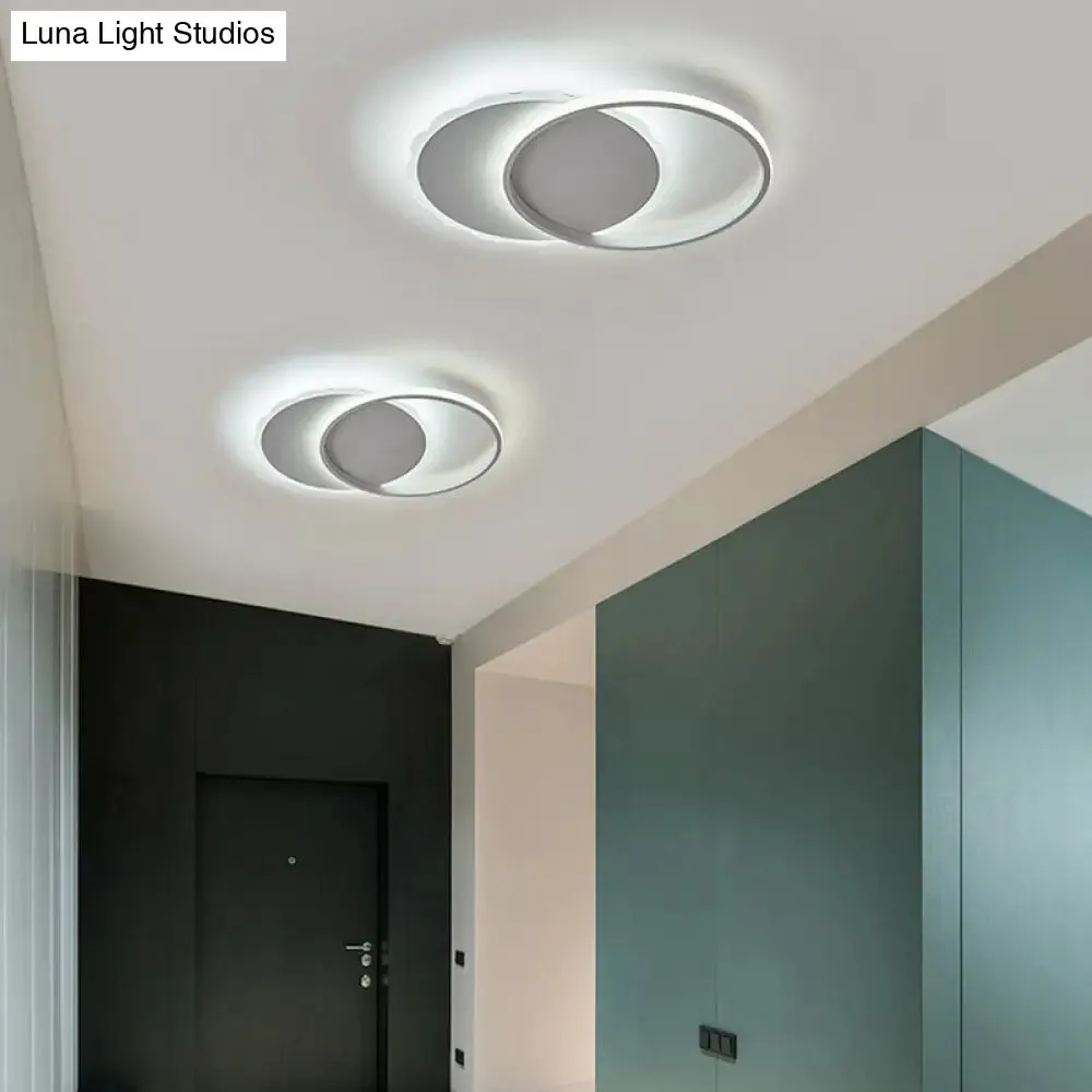 Modern LED Flush Mount Ceiling Light with Overlapping Acrylic Panels in White Bronze