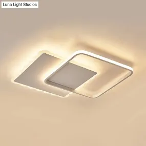 Modern LED Flush Mount Ceiling Light with Overlapping Acrylic Panels in White Bronze