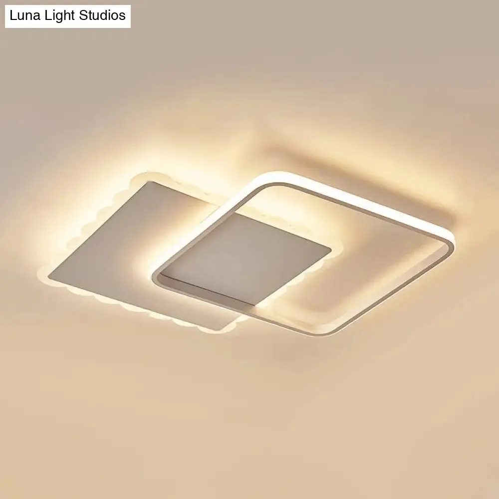 Modern LED Flush Mount Ceiling Light with Overlapping Acrylic Panels in White Bronze