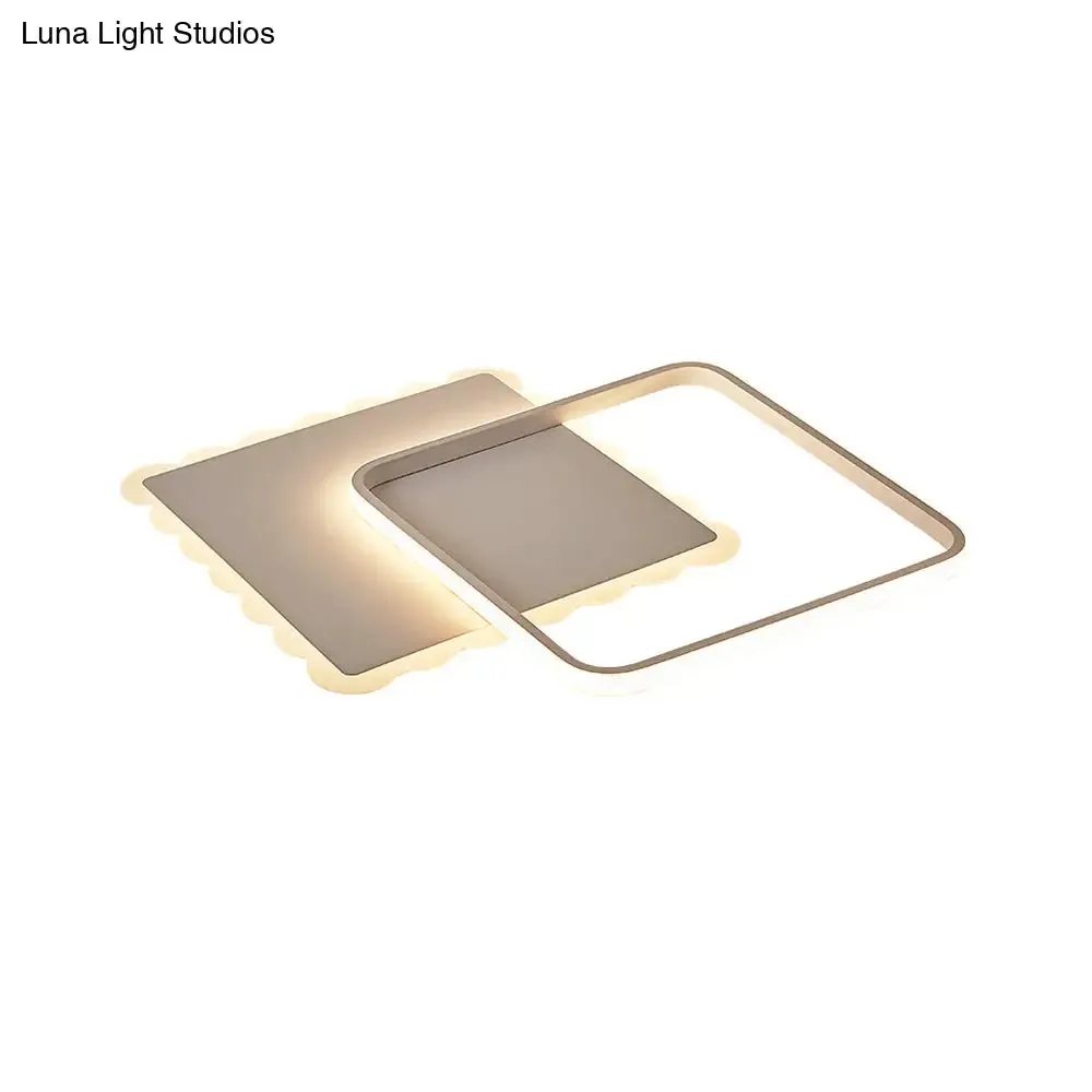 Modern LED Flush Mount Ceiling Light with Overlapping Acrylic Panels in White Bronze