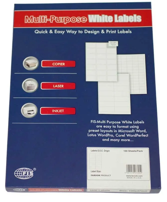 MULTI PURPOSE WHITE LABEL-96X38mm-FSLA14-6-100