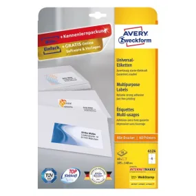 Multipurpose General-use Labels with ultragrip, 105 x 148 mm, Inkjet, Colour Laser, B/W Laser, Copier, A4