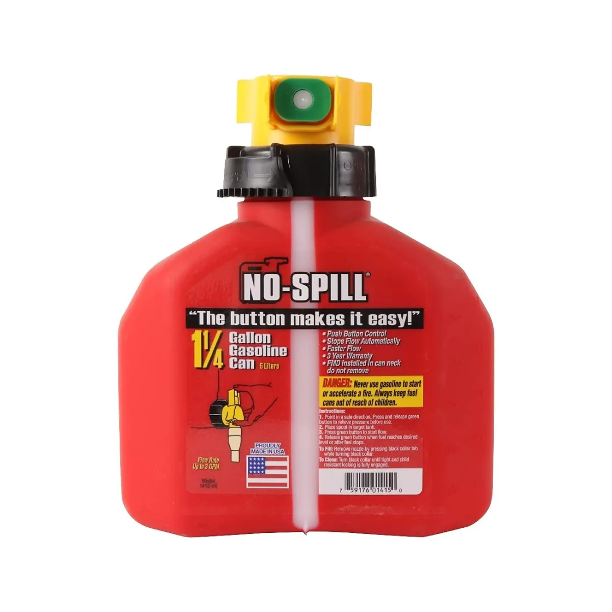 No-Spill Premium Petrol Fuel Jerry Can with Spill-Proof Nozzle - 5L