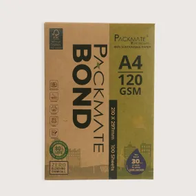 Packmate Bond Paper (Letterhead Paper) (120 GSM | A4 Size - 100 Sheets) Pack of 3 Ream | Made From 100% Recycled Paper