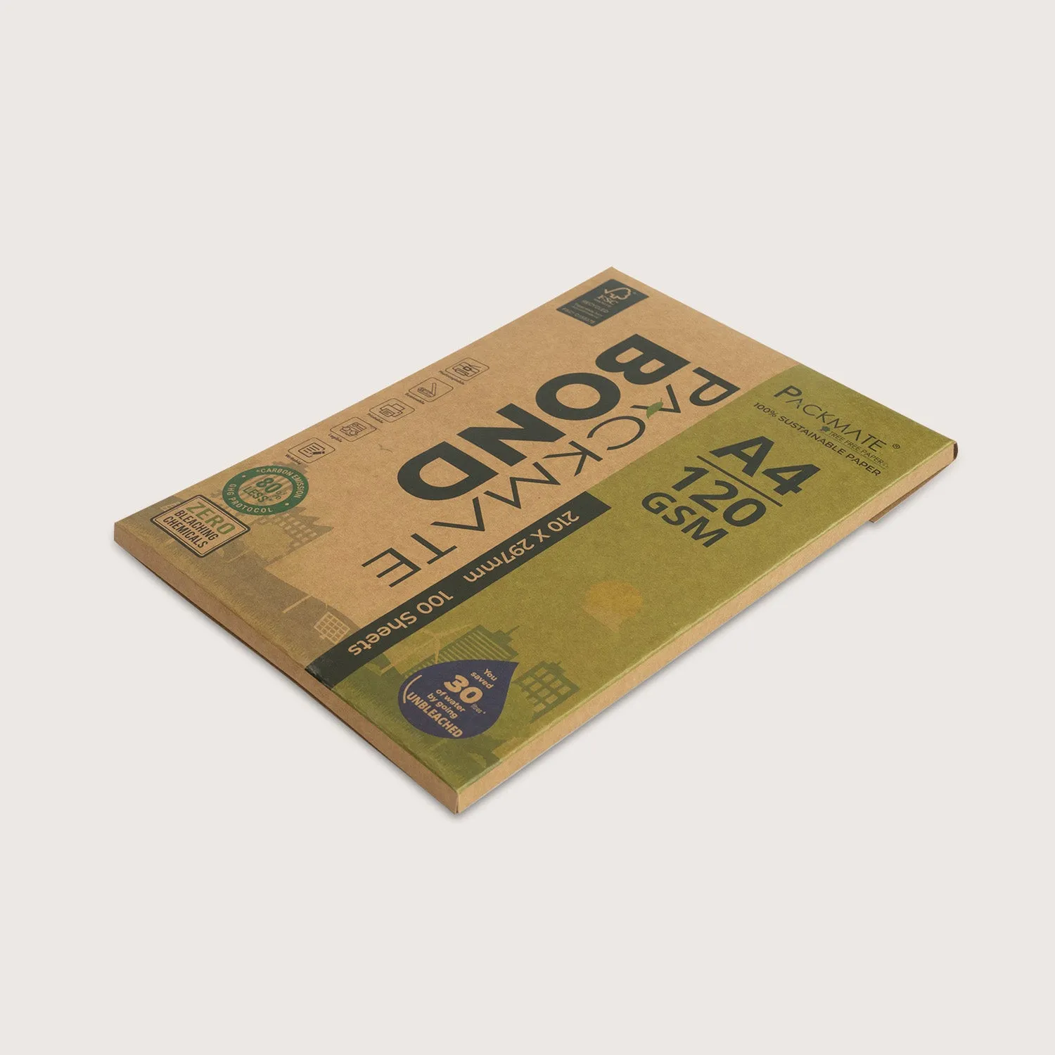 Packmate Bond Paper (Letterhead Paper) (120 GSM | A4 Size - 100 Sheets) Pack of 3 Ream | Made From 100% Recycled Paper