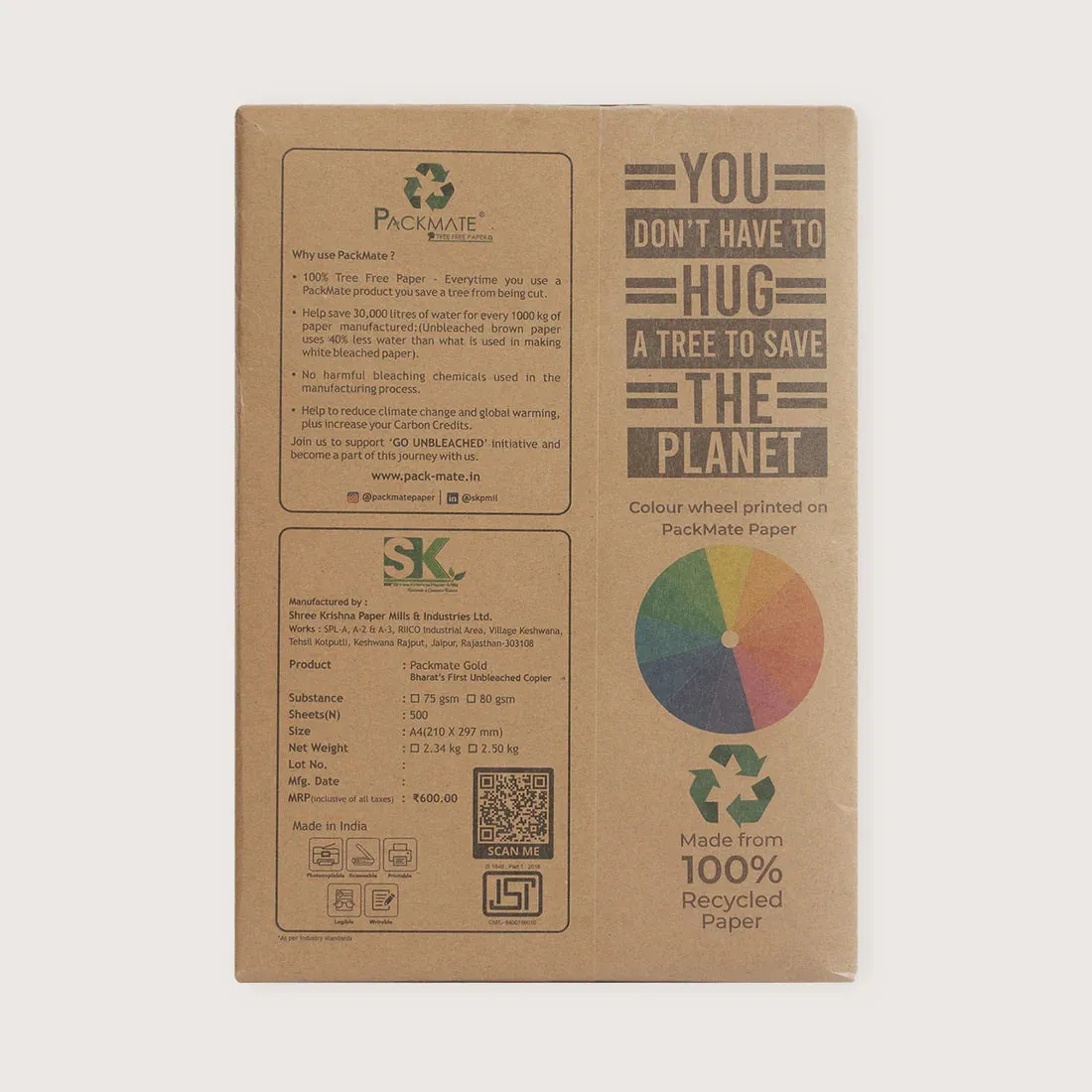 Packmate Gold (A4 Copier Paper - 500 Sheets) | A4 Paper Ream | Made From 100% Recycled Paper