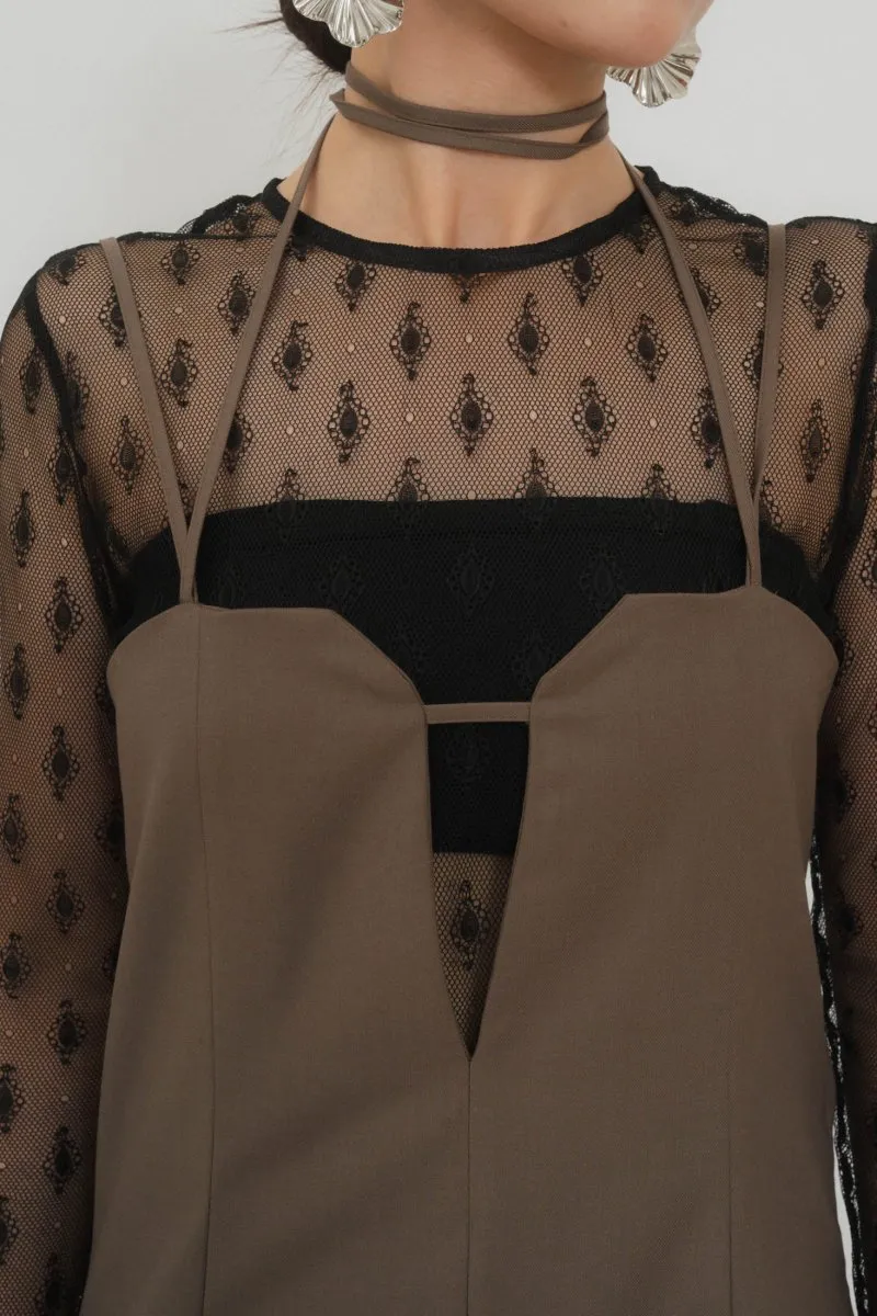pattern lace all in one/khaki