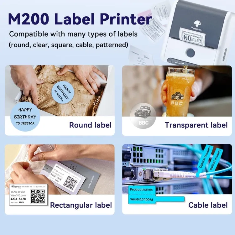 Phomemo M200 QR Code Tag Handheld Portable Bluetooth Thermal Label Printer