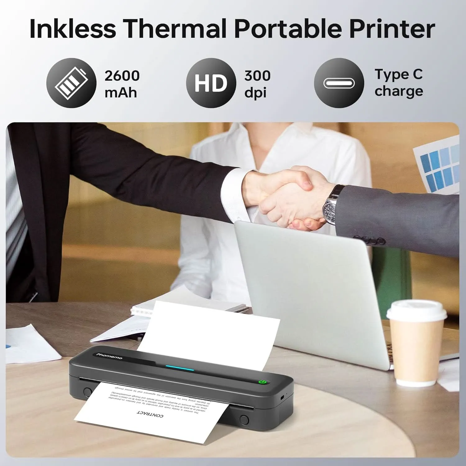 Phomemo Portable Printer,[Upgrade] M832 Inkless Printer,Bluetooth Portable Printers Wireless for Travel,8.5''x 11''Thermal Printer Support Multi Sizes for Home,Office,Car,Compatible with Phone &Laptop