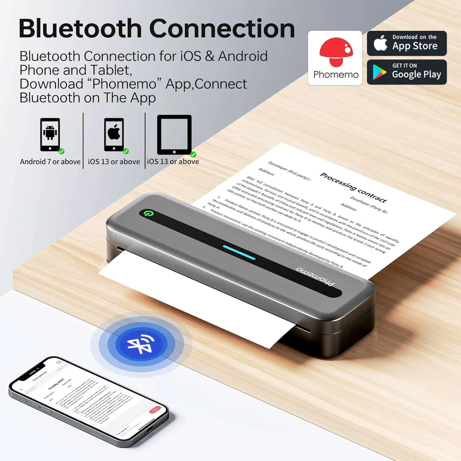 Phomemo Portable Printer,[Upgrade] M832 Inkless Printer,Bluetooth Portable Printers Wireless for Travel,8.5''x 11''Thermal Printer Support Multi Sizes for Home,Office,Car,Compatible with Phone &Laptop
