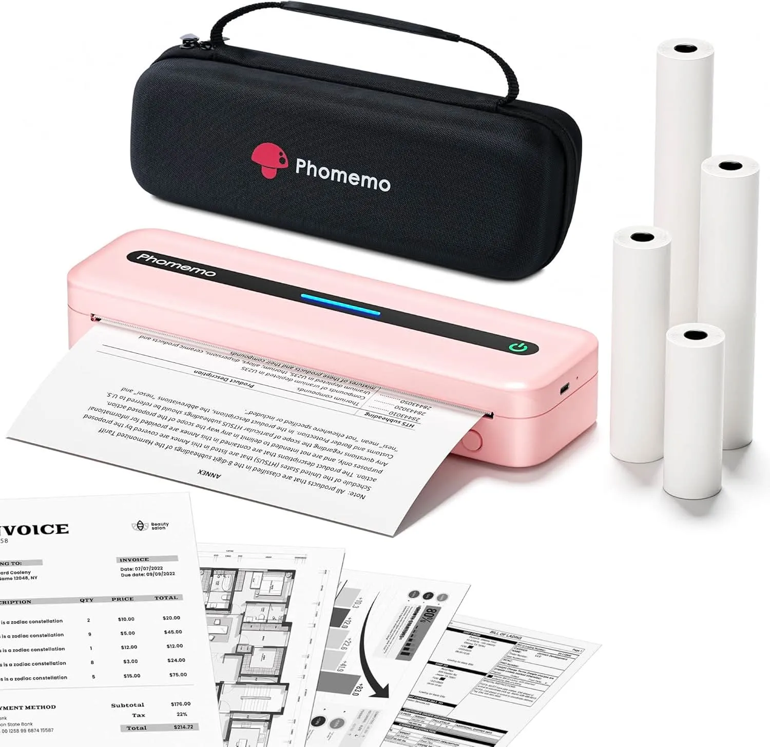 Phomemo Portable Printer,[Upgrade] M832 Inkless Printer,Bluetooth Portable Printers Wireless for Travel,8.5''x 11''Thermal Printer Support Multi Sizes for Home,Office,Car,Compatible with Phone &Laptop