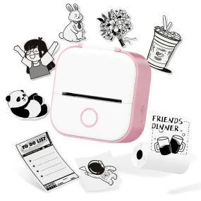 Portable Inkless Mini Sticker Printer T02 - Bluetooth Mobile Printer for Study Notes, Photos, and Journals (White)
