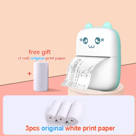 Portable Thermal Mini Pocket Printer Paper Photo For Pics Labels QR Codes Wireless