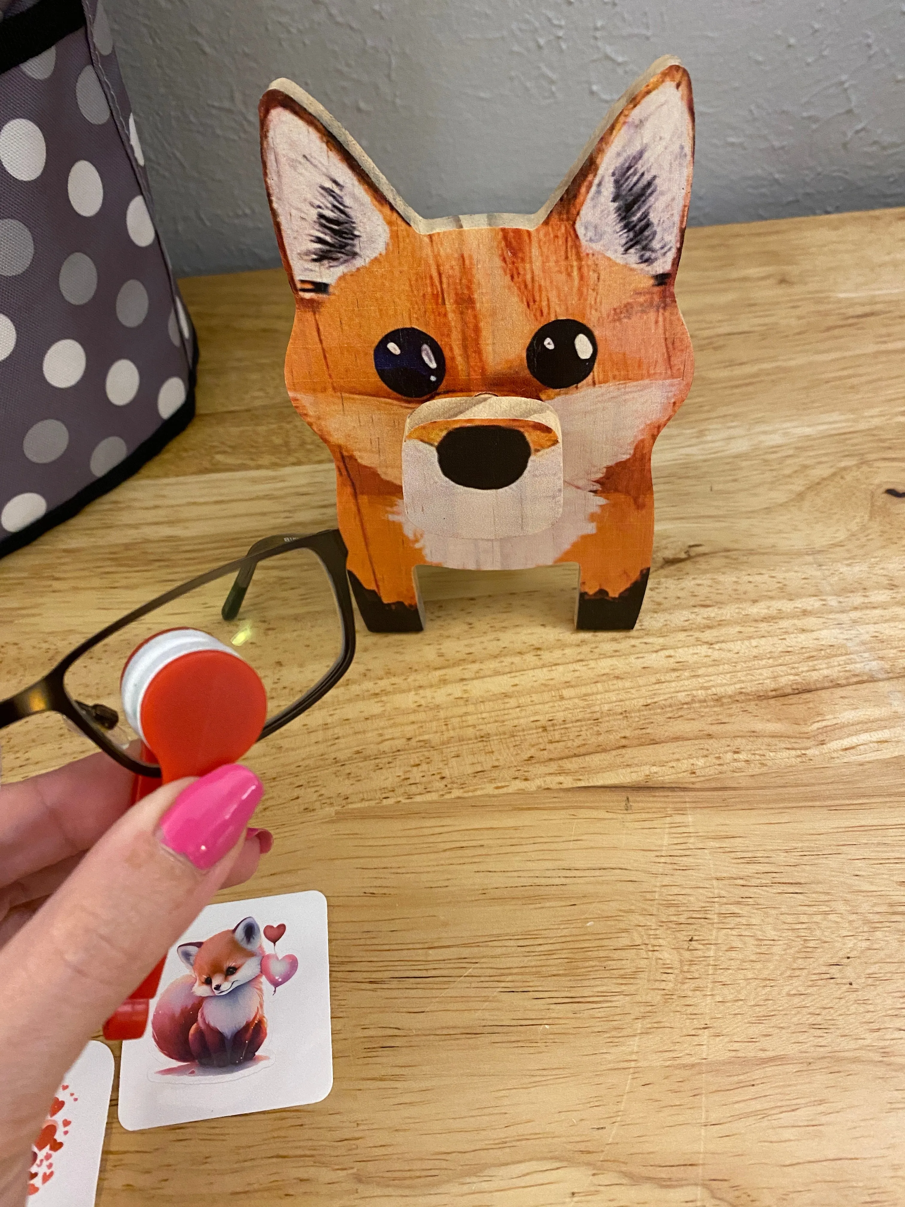 Red Fox Glasses Holder, wooden eyeglasses stand, Fox eyeglasses stand