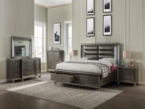 Sadie PU & Dark Champagne Eastern King Bed