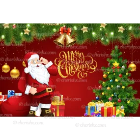 Santa Backdrop for Christmas Party - Flex banner
