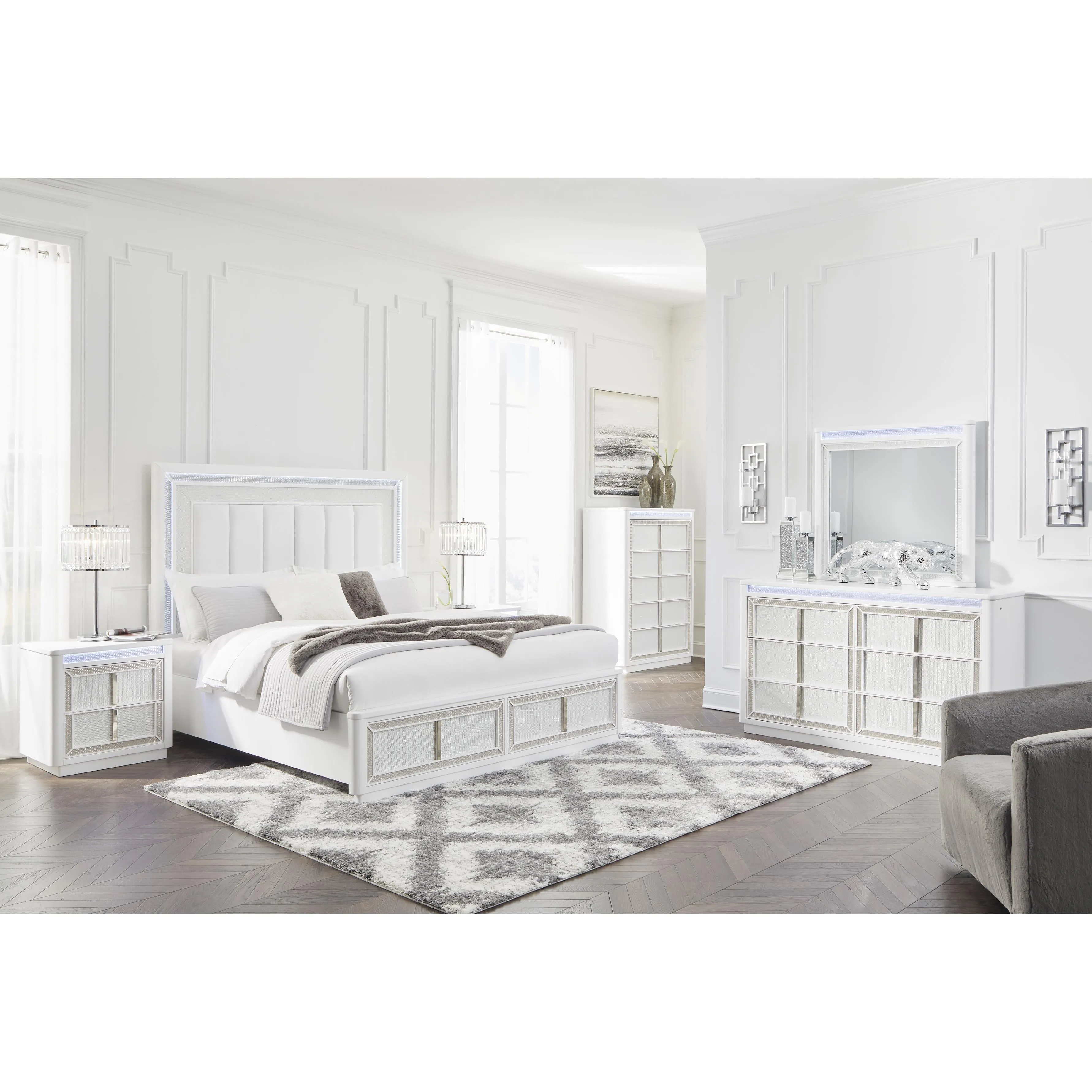 Signature Design by Ashley Chalanna California King Upholstered Panel Bed with Storage B822-58/B822-56S/B822-94