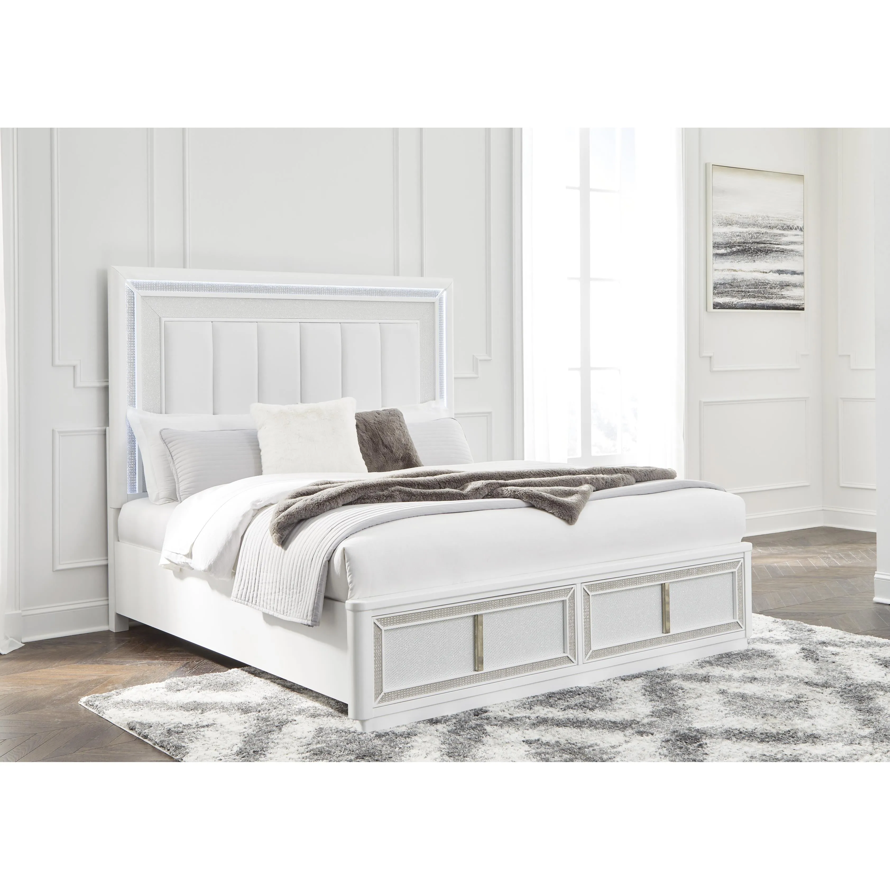 Signature Design by Ashley Chalanna California King Upholstered Panel Bed with Storage B822-58/B822-56S/B822-94