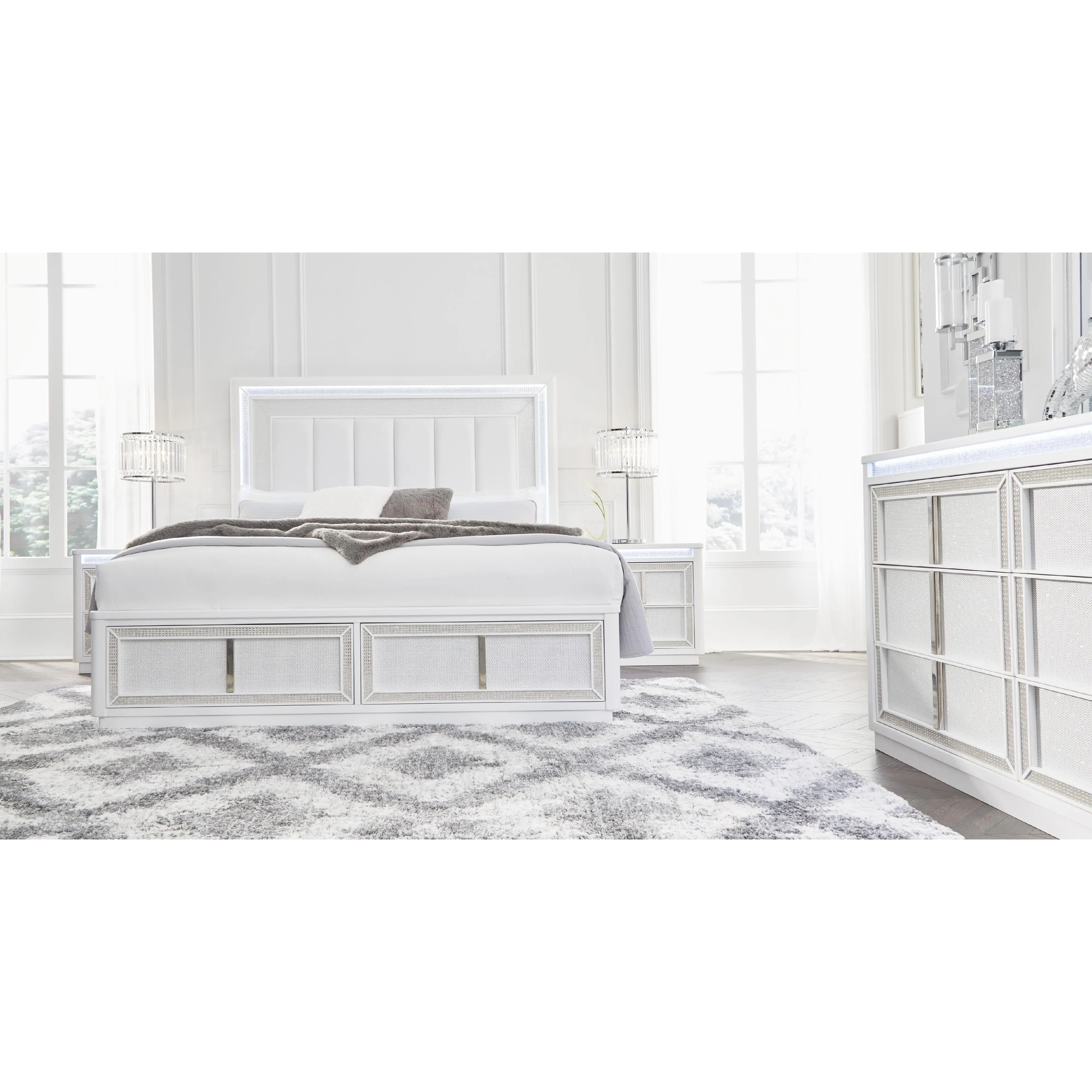 Signature Design by Ashley Chalanna California King Upholstered Panel Bed with Storage B822-58/B822-56S/B822-94
