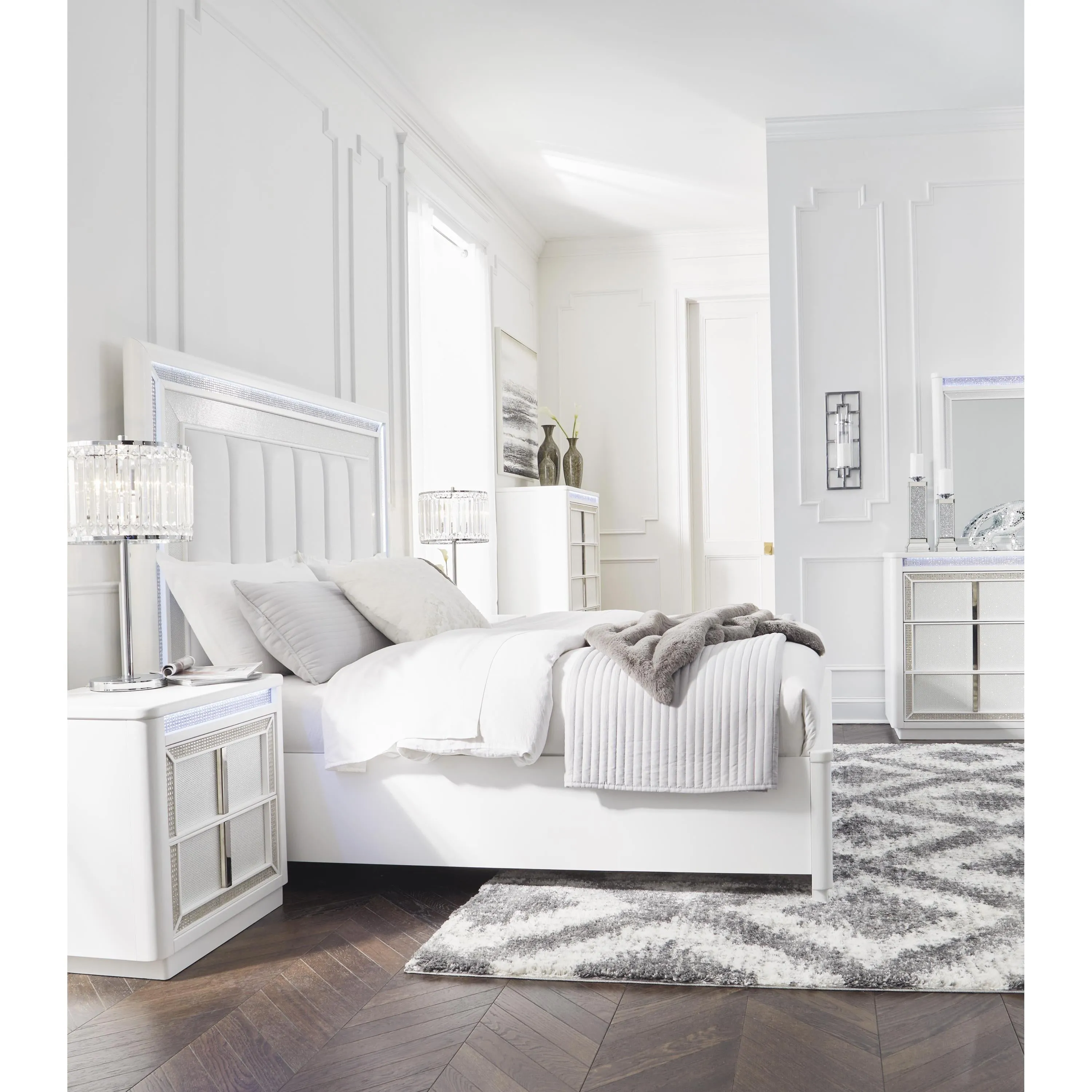 Signature Design by Ashley Chalanna California King Upholstered Panel Bed with Storage B822-58/B822-56S/B822-94