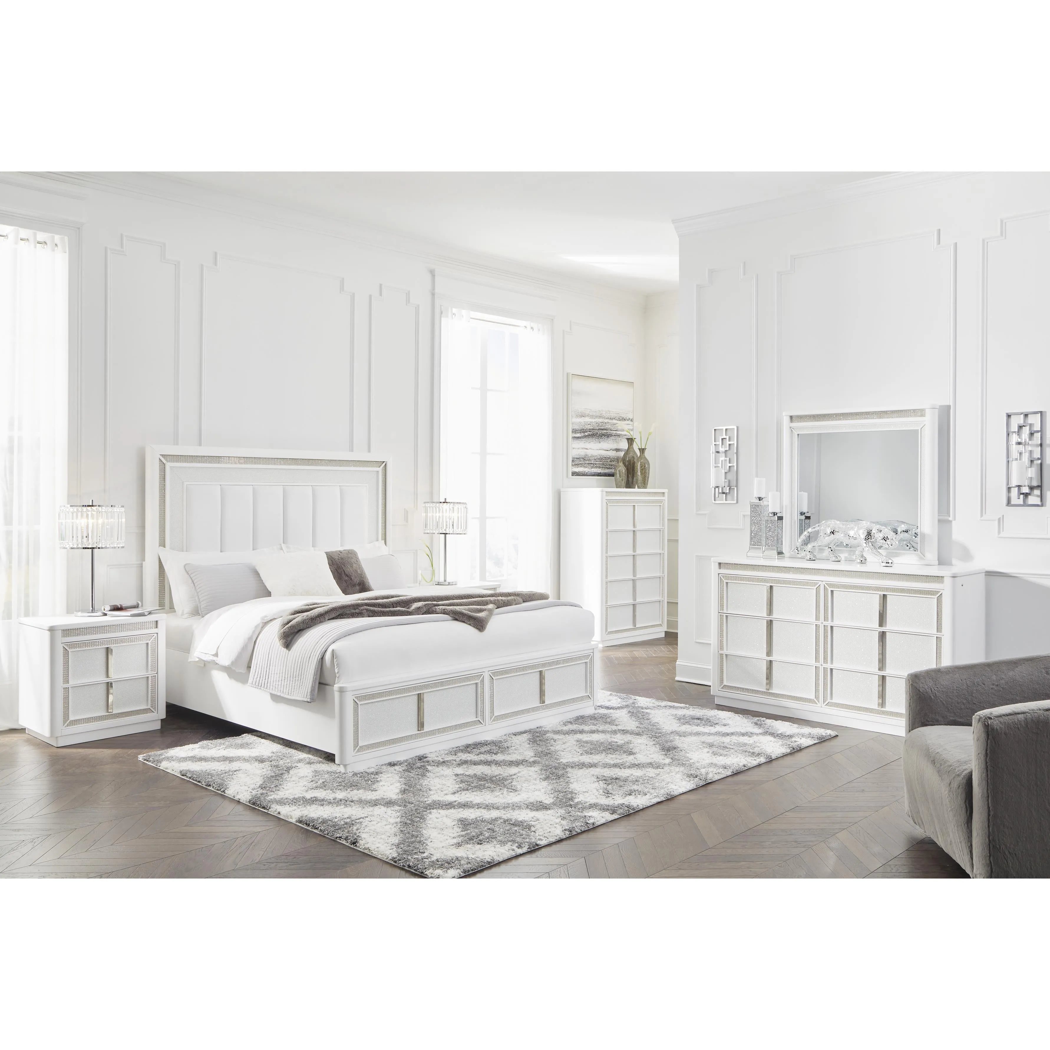 Signature Design by Ashley Chalanna California King Upholstered Panel Bed with Storage B822-58/B822-56S/B822-94