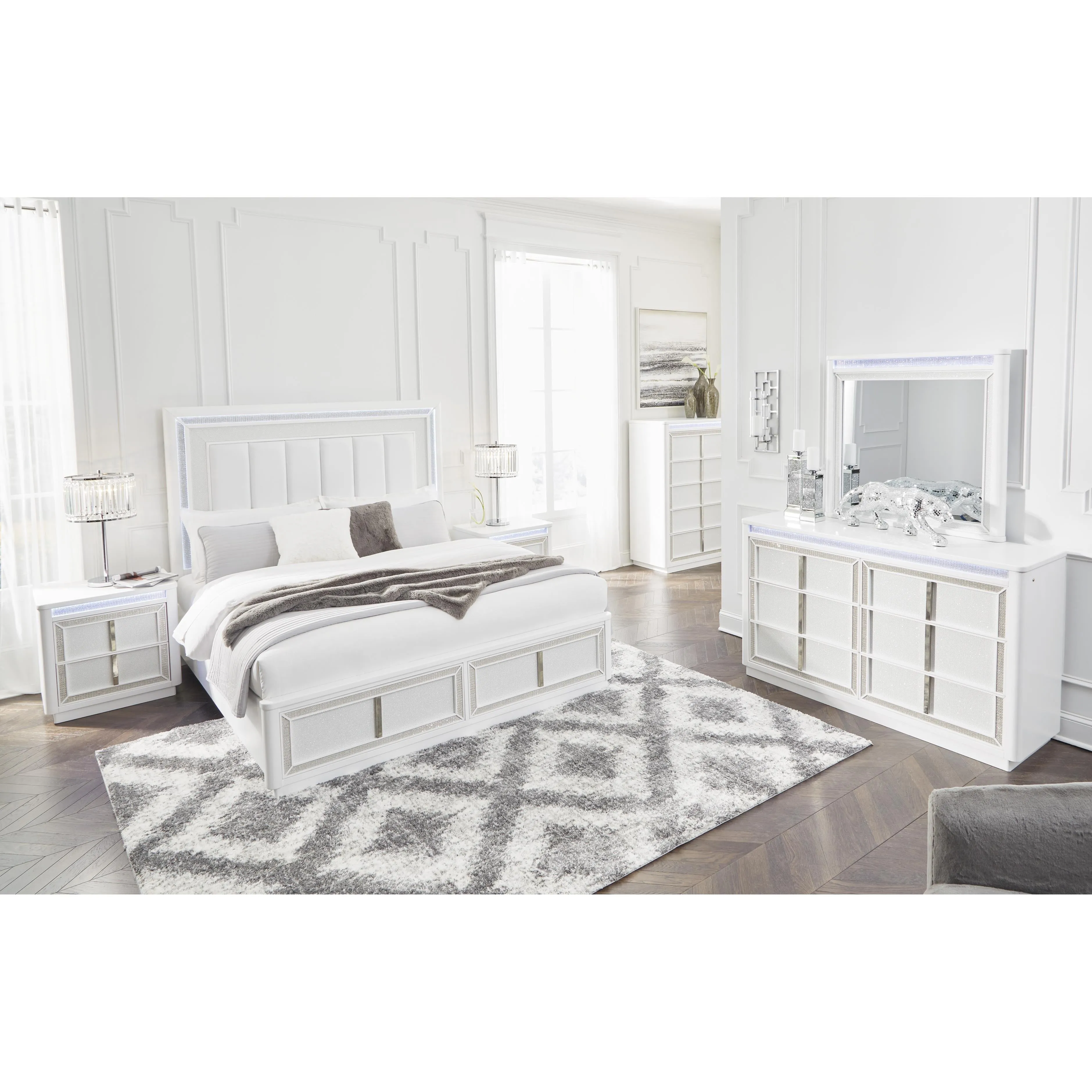 Signature Design by Ashley Chalanna California King Upholstered Panel Bed with Storage B822-58/B822-56S/B822-94