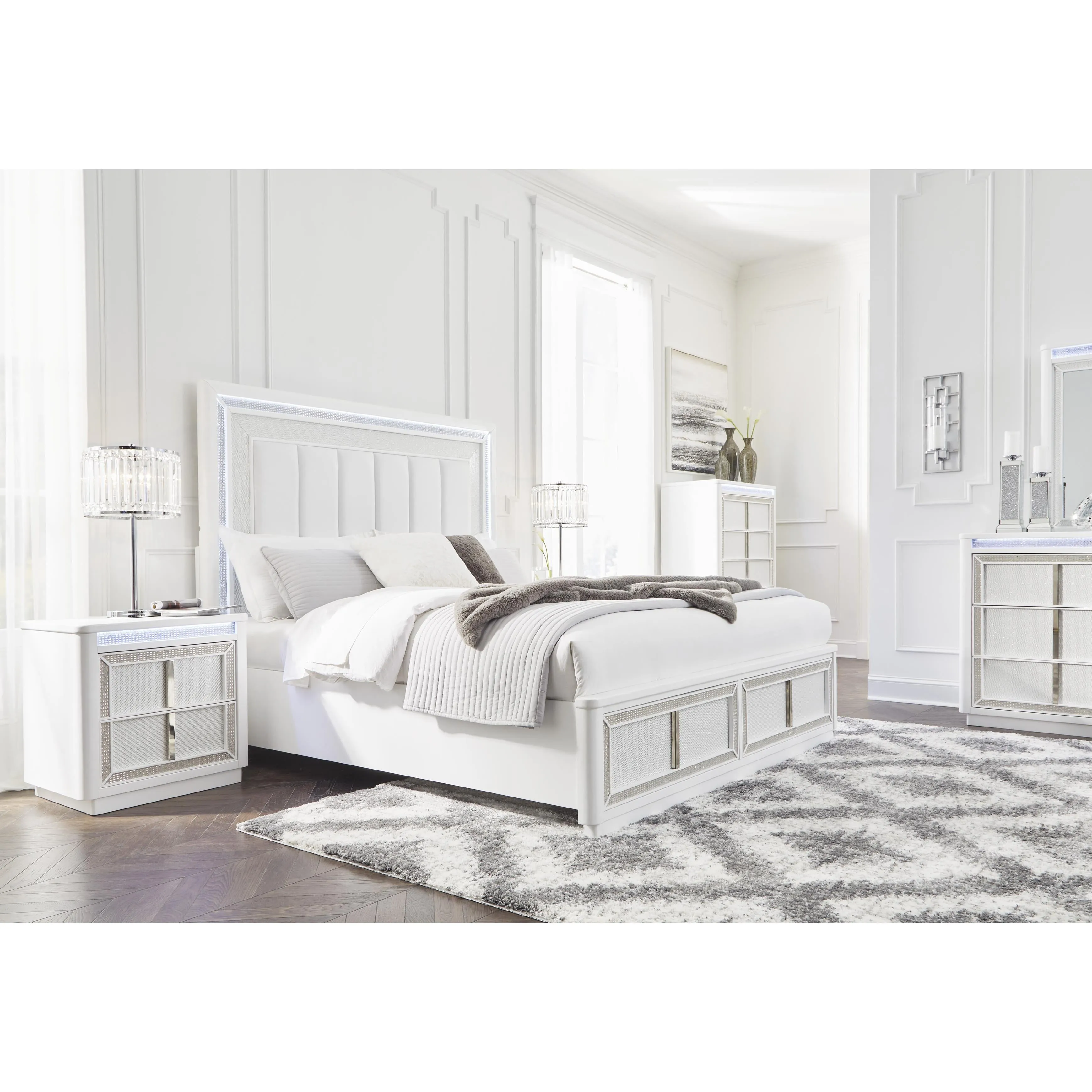 Signature Design by Ashley Chalanna California King Upholstered Panel Bed with Storage B822-58/B822-56S/B822-94