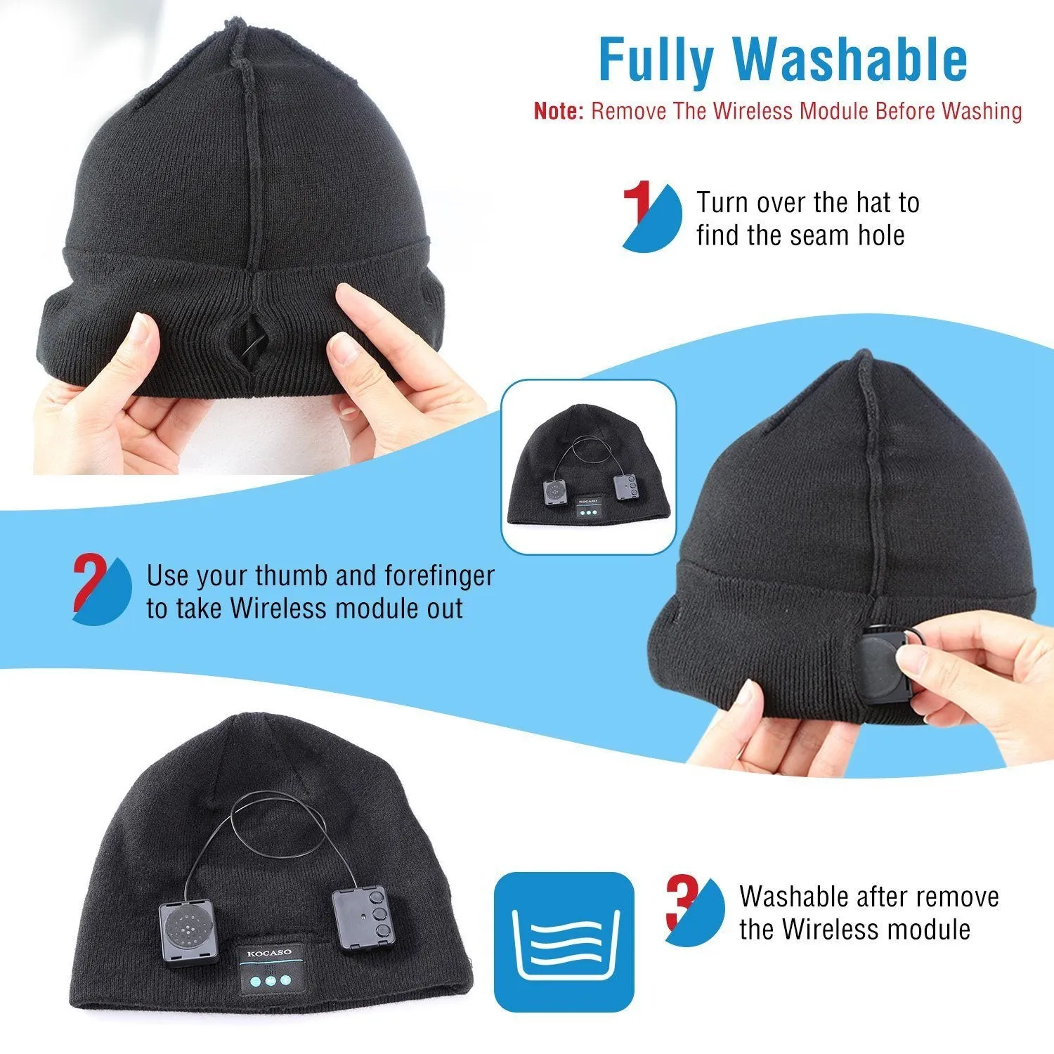 Soft Wireless Beanie Headphone Hat with V4.2 Noise Cancellation