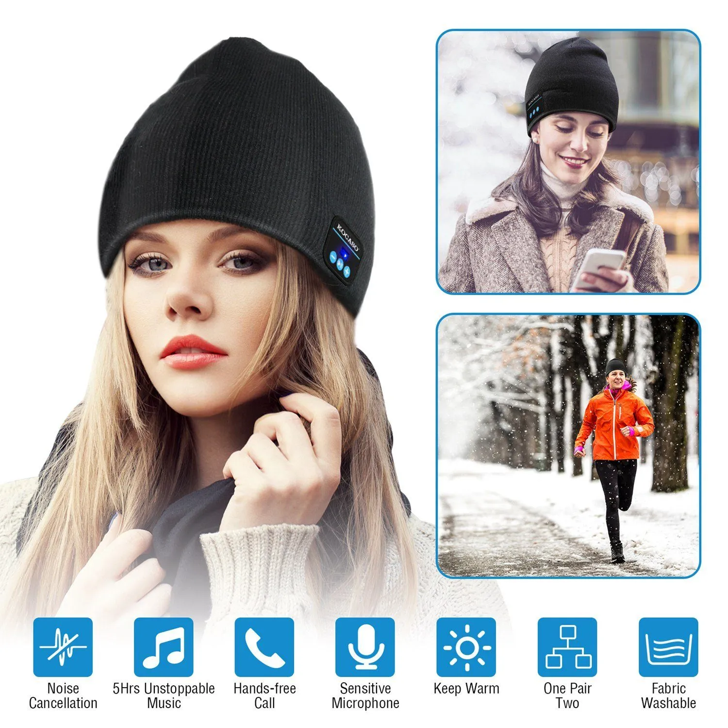 Soft Wireless Beanie Headphone Hat with V4.2 Noise Cancellation
