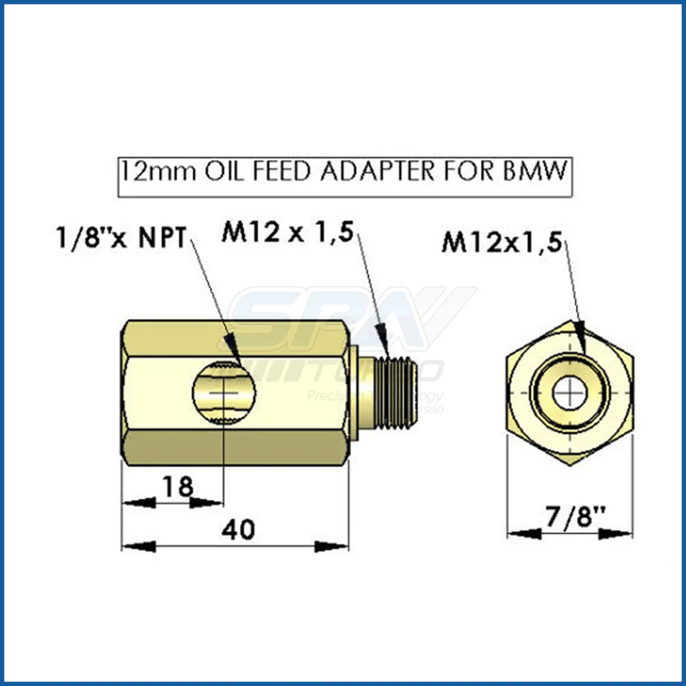 SPA TURBO 12mm oil sensor feed adapter BMW engines