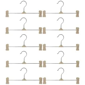 Tebatu 10 Pieces Home Adjustable Stand Clip Clothes Pants Skirt Hanger Antiskid Drying Rack-Khaki