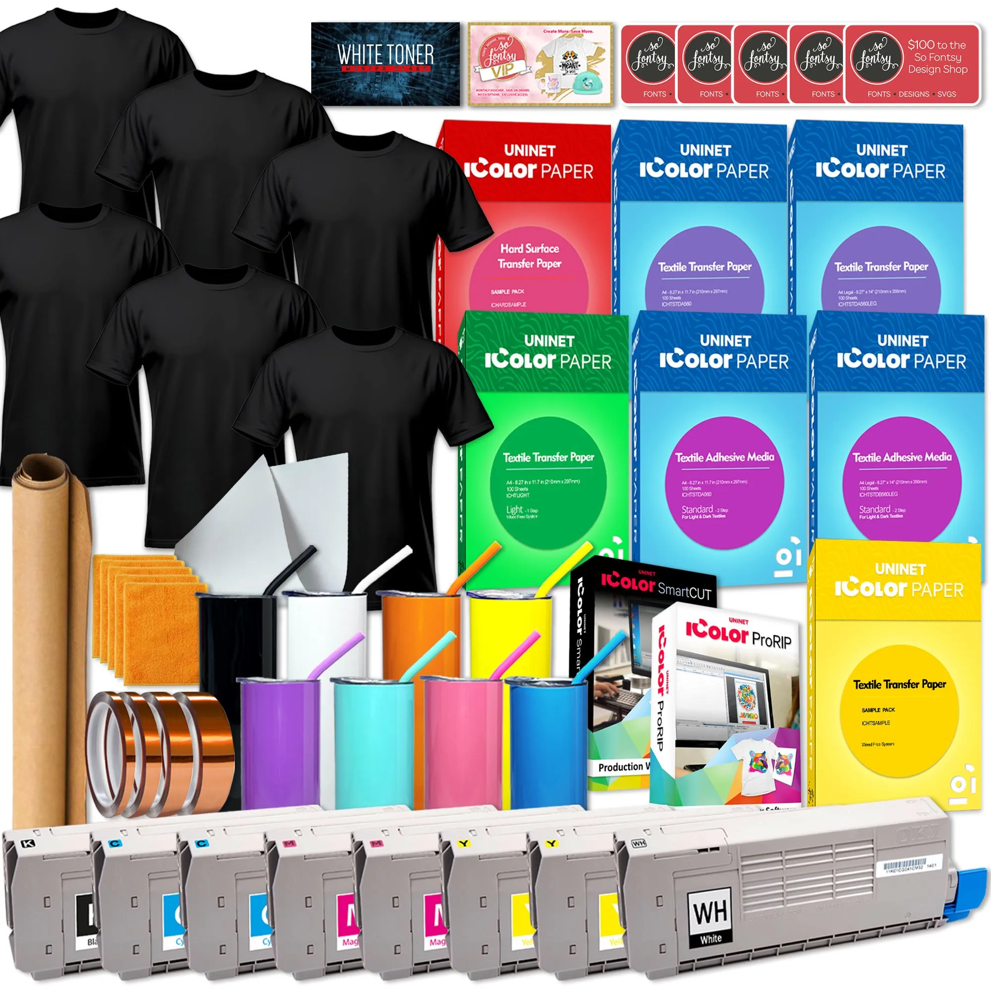 Uninet IColor 560 White Toner Printer Business Bundle w/ Media, $1044 Software