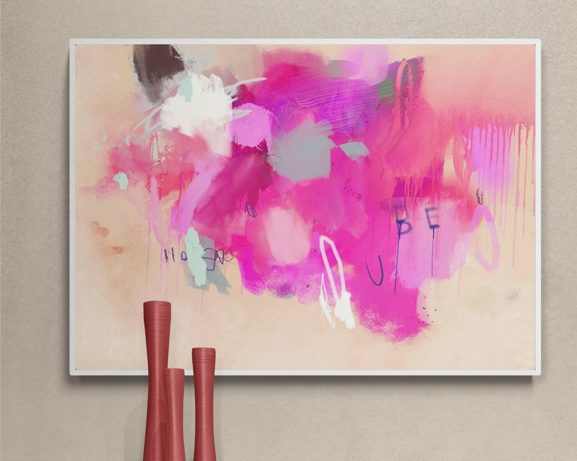 Urban street art Hot pink graffiti Abstract wall art, Wall Art Print, Abstract painting Digital download, Abstract vibrant painting
