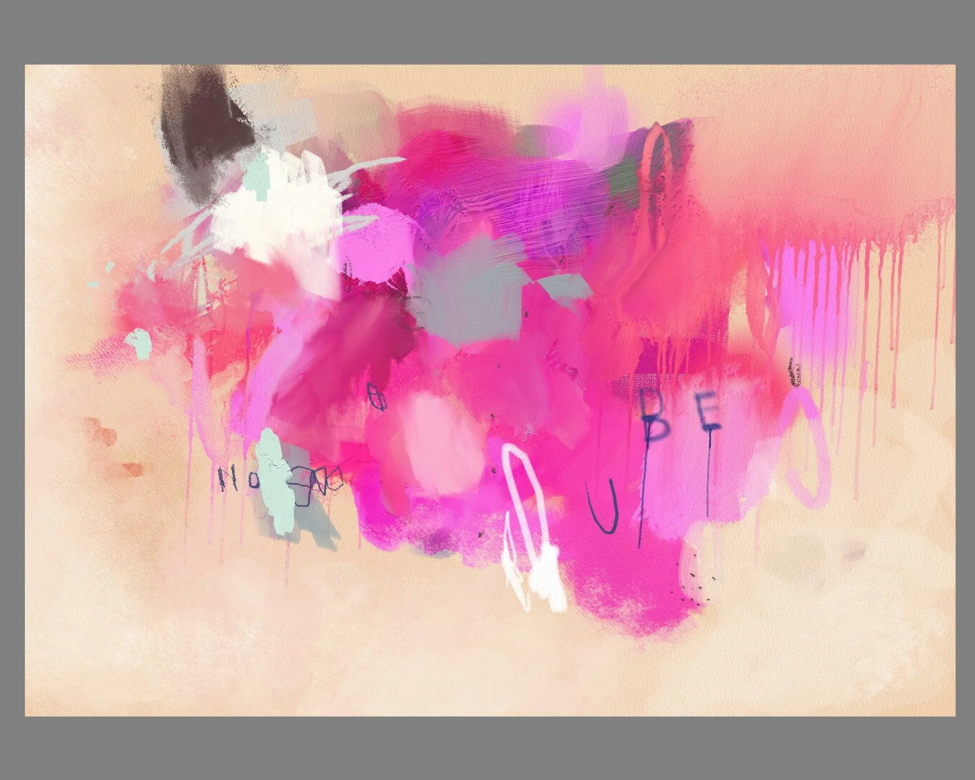 Urban street art Hot pink graffiti Abstract wall art, Wall Art Print, Abstract painting Digital download, Abstract vibrant painting