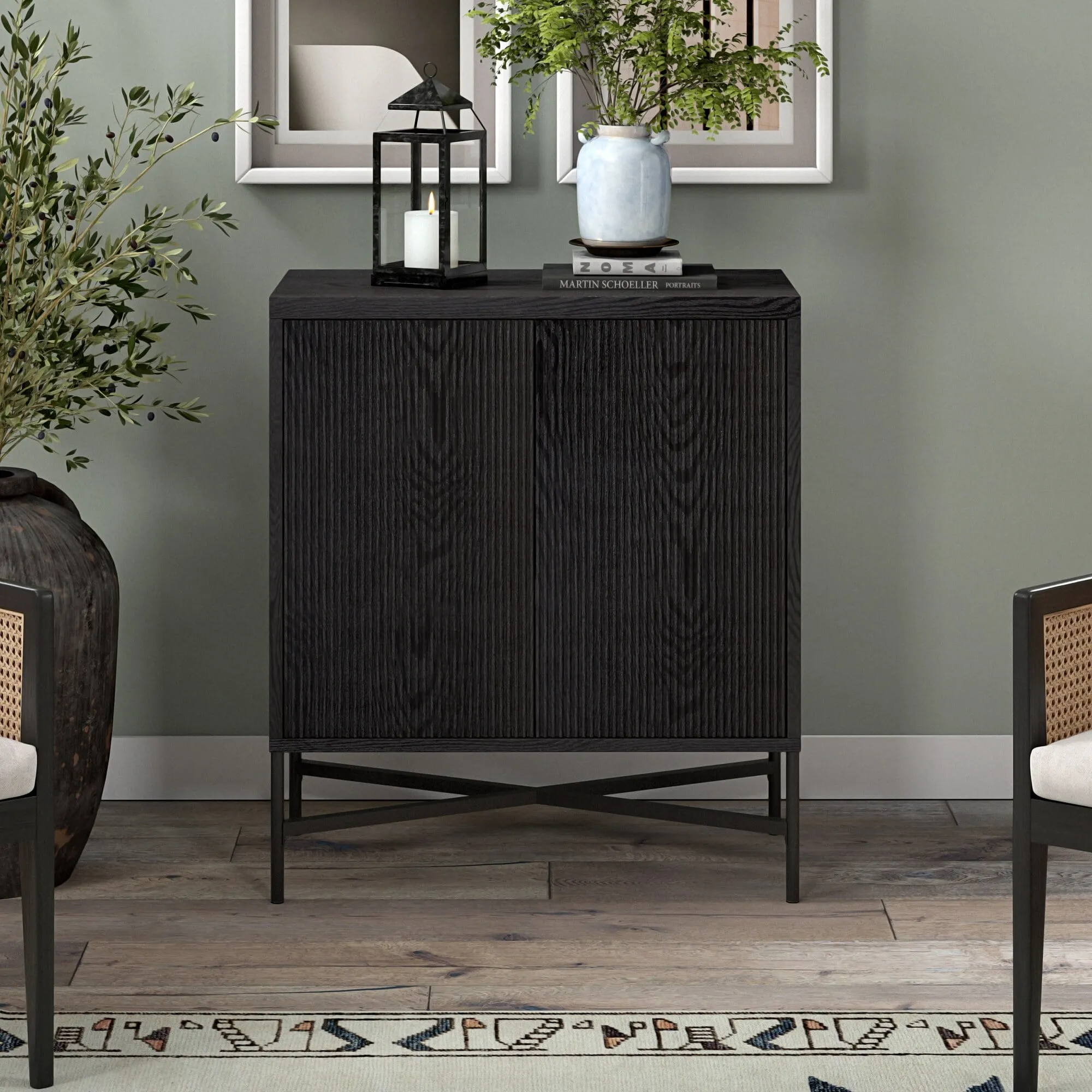 versatile Brighton 28" Wide Rectangular Accent Cabinet, Charcoal Gray